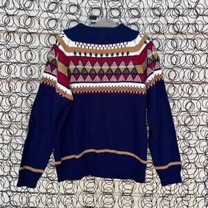JCPenney dark primary color fair isle triangle geometric argyle pattern sweater